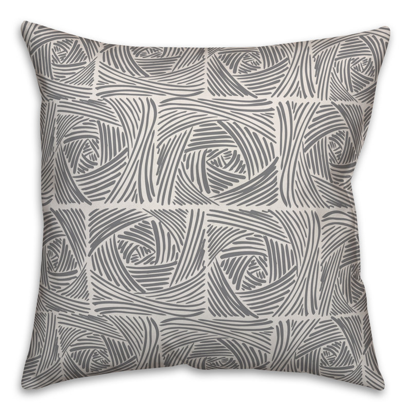  Coussin Square Roses, 16 po x 1 po, Gris