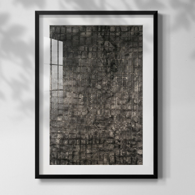 Treillis lustré II, Blanc, H 20 po x l 16 po, Papier avec cadre noir
