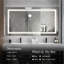 Miroir de salle de bain 60 po x 32 po à DEL avec antibuée et capteur tactile - Miroir mural moderne sans cadre pour meuble-lavabo, salle de douche ou vestiaire