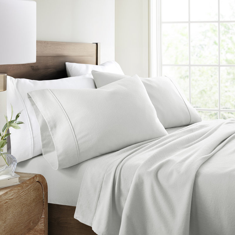 Ensemble de draps en flanelle de coton Rience, Très grand californien, Gris clair