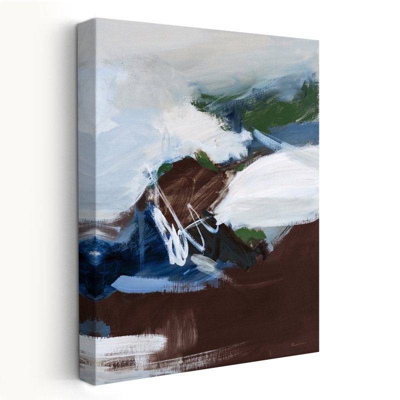 Surfacage foncé - abstrait bleu-brun contemporain, H 60 po x l 40 po