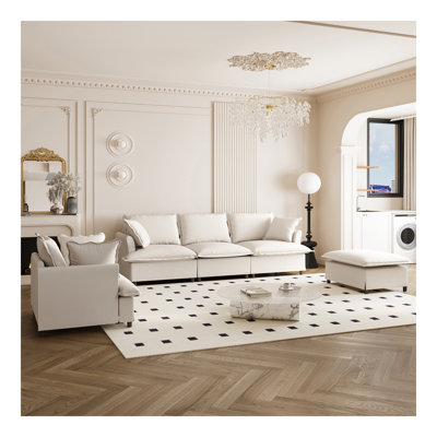 Ensemble de canapé de salon 3 pièces, canapé modulaire en chenille modulaire en L, canapé et fauteuil rembourrés 3 places et repose-pieds mobile, mobilier d'intérieur 5 places pour bureau, chambre à coucher, appartement, 2 couleurs