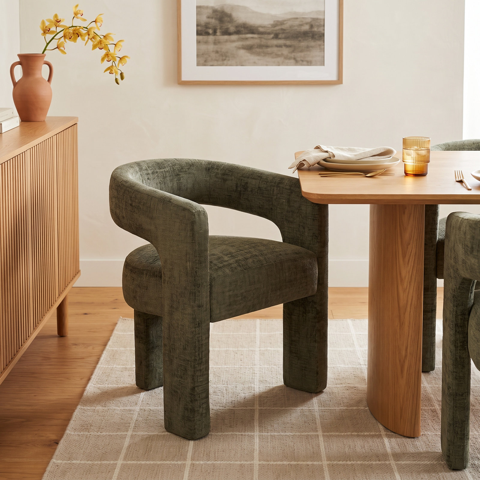 Darlington Dining Armchair, Gwen Forest Microsuede