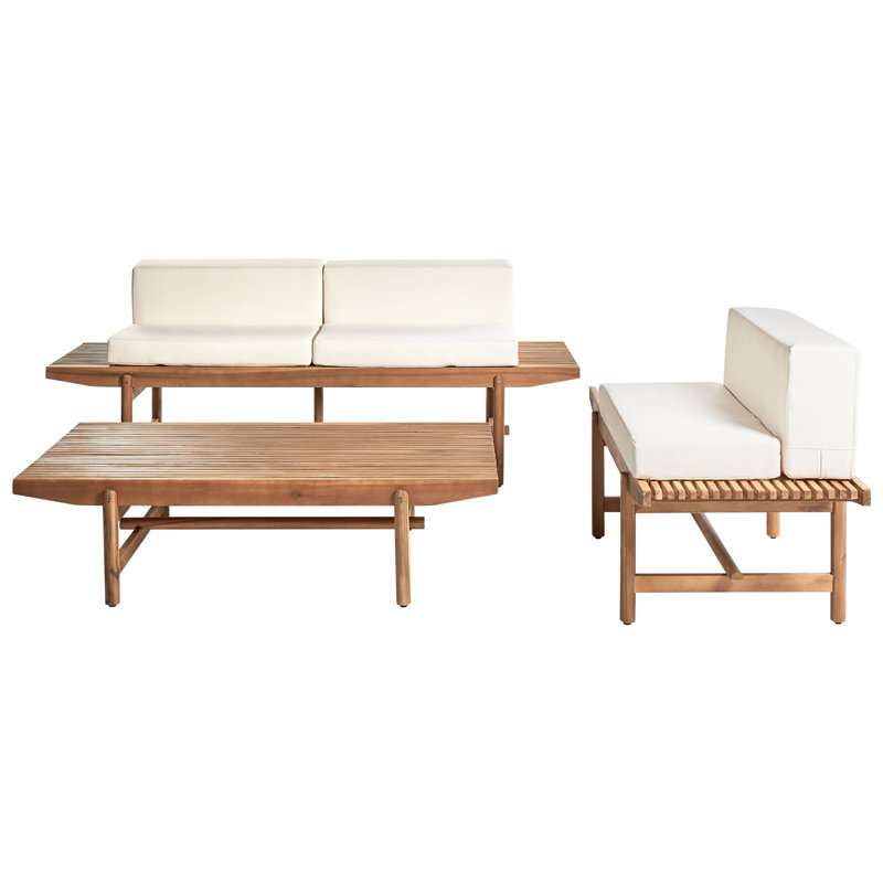 GIAVENO Wicker 3 - Person Garden Lounge Set with Cushions