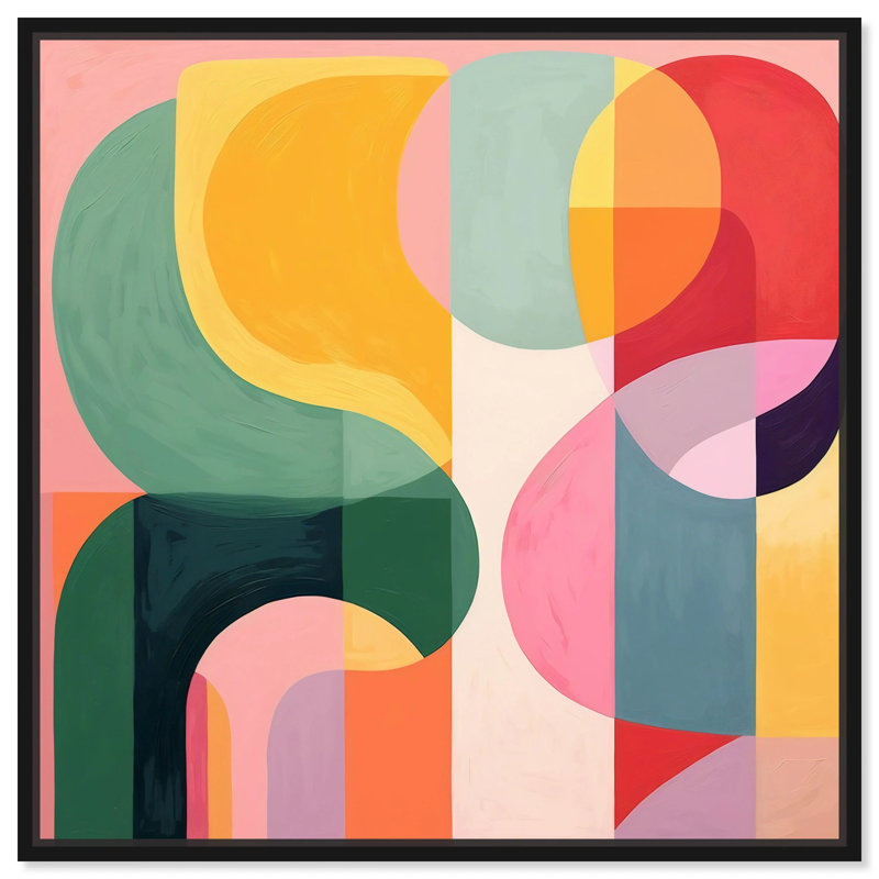 Oliver Gal Joyful Palm Springs Abstract - High-Gloss Gel Framed Canvas Art, 25" H x 25" W, Black
