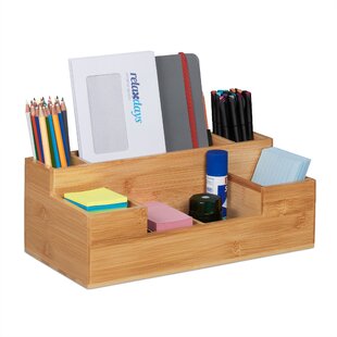 Relaxdays Schubladen Organizer Filz, 5-teiliges Ordnungssystem für  Schreibtisch, 3 Größen, Filzkörbchen, grau/orange
