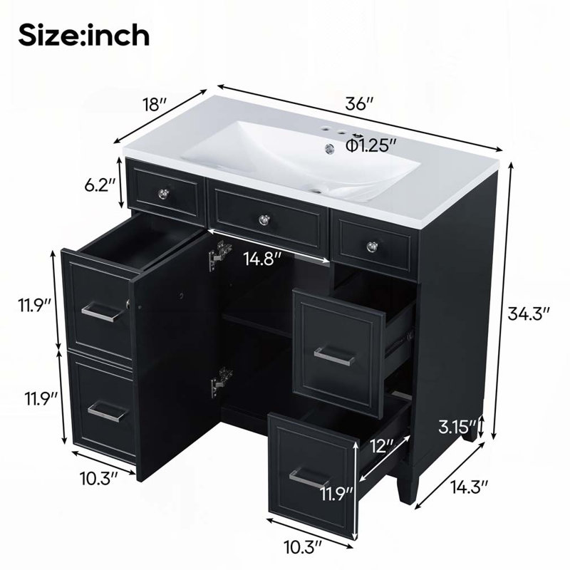 Meuble-lavabo 36 po avec lavabo en résine