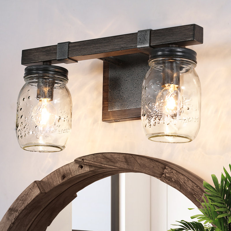 Éclairage pour meuble-lavabo à 2 lumières en verre à intensité variable avec abat-jour Mason Carlile