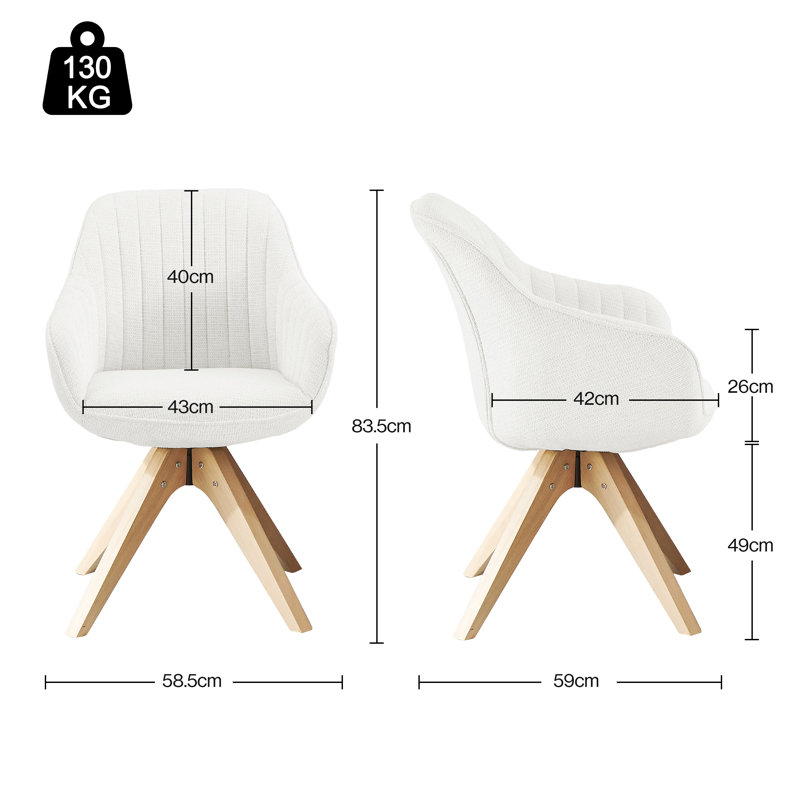 Upholstered Swivel Armchair, Off White