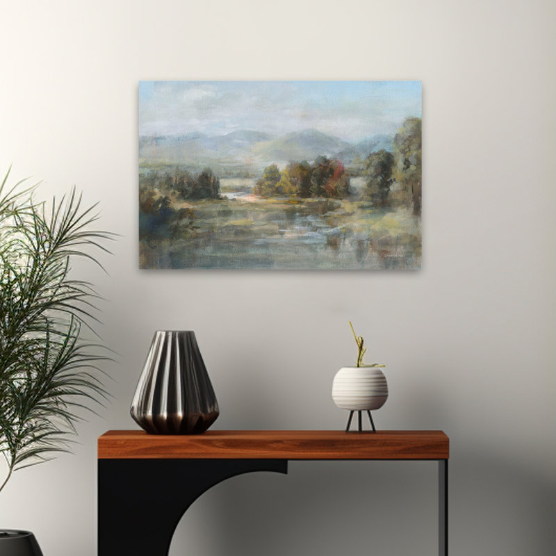 Art d'une rivière bleue et brune, H 16 po x l 24 po
