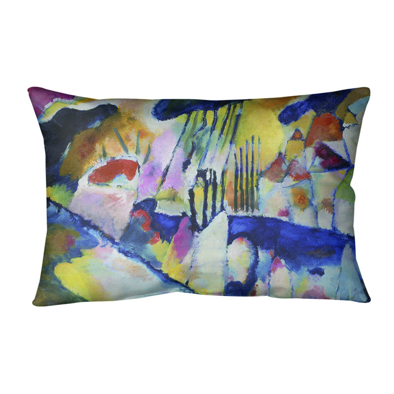 Oreiller avec coussin lombaire avec pluie paysage, Duvet synthétique, Arc-en-ciel, 14 po x 10 po