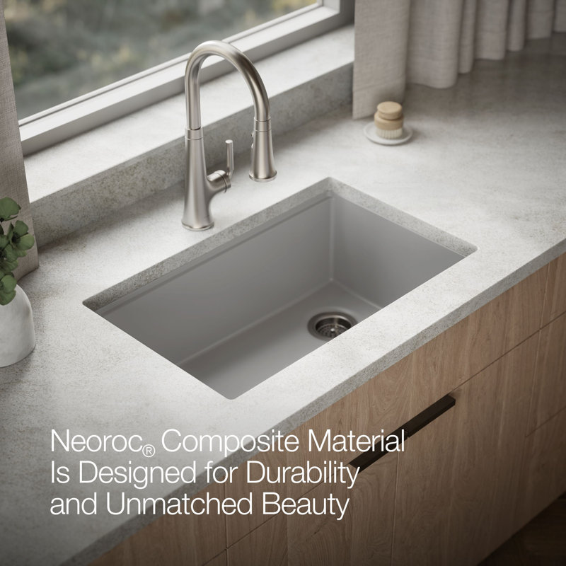 Billings Undermount Single-Bowl Workstation Kitchen Sink, White/Beige