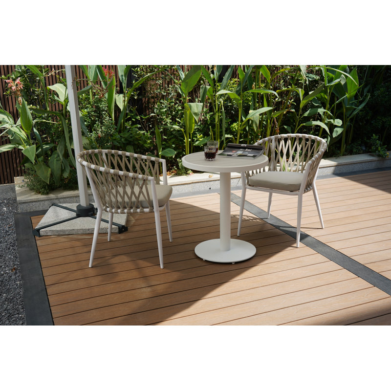 Table ronde 23-5 / 8 po en aluminium et cadre blanc blanc fumé Islandais, Fumée blanche islandaise, 23-5/8 in.