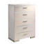 Commode contemporaine à cinq tiroirs à haute brillance avec accents chromés pour le rangement de chambre à coucher moderne