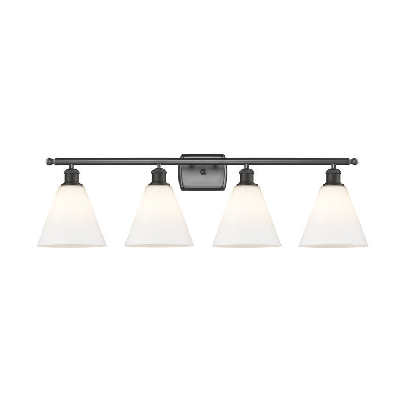 Éclairage pour salle de bain 4 lumières Hanny, Blanc mat, DEL, Bronze huilé