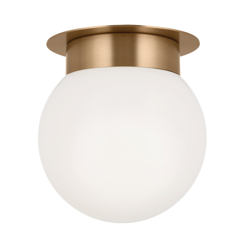 Champagne Bronze Globe LED Flush Mount with Opal Glass