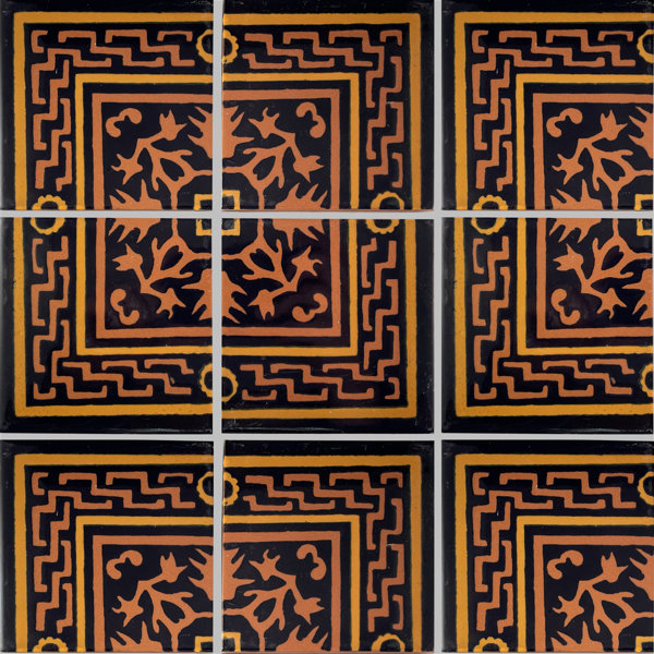 4.2" x 4.2" 9pcs TalaMex Soria Corner Talavera Mexican Tile