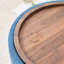 Repose-pieds rond en lin bleu avec rangement caché et plateau en bois, 2 pour la chambre à coucher, 41 à usage multifonctionnel, espace confortable, bureau à haute structure en mousse, pratique