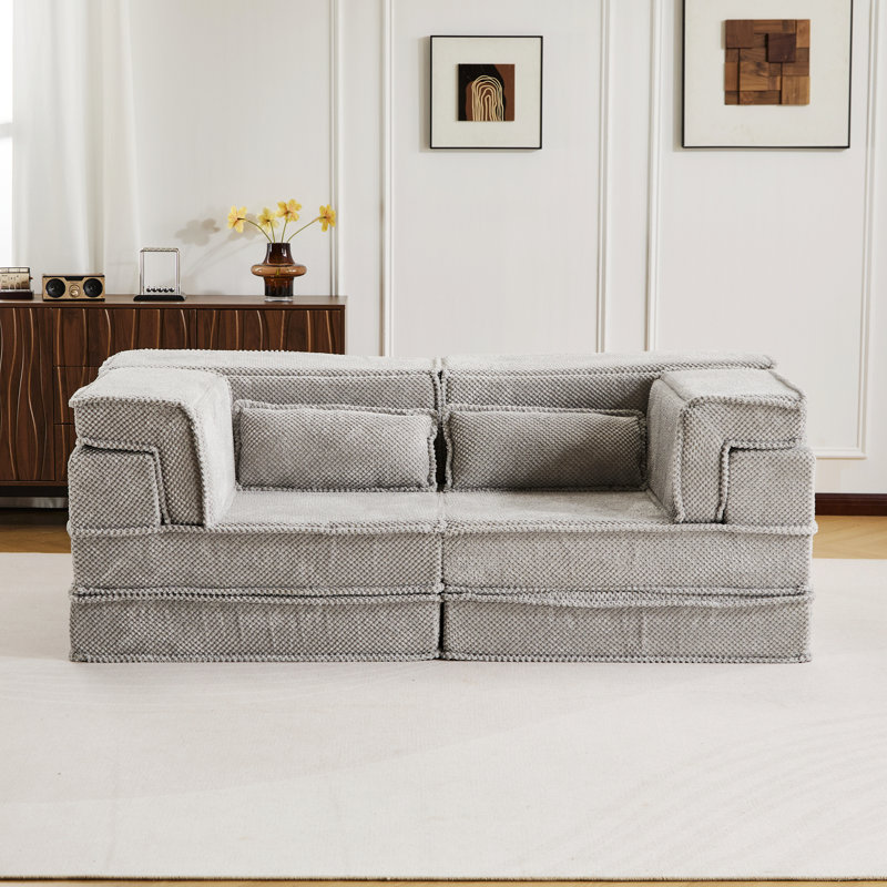 Canapé-lit convertible au sol, canapé modulaire modulaire, Gris clair
