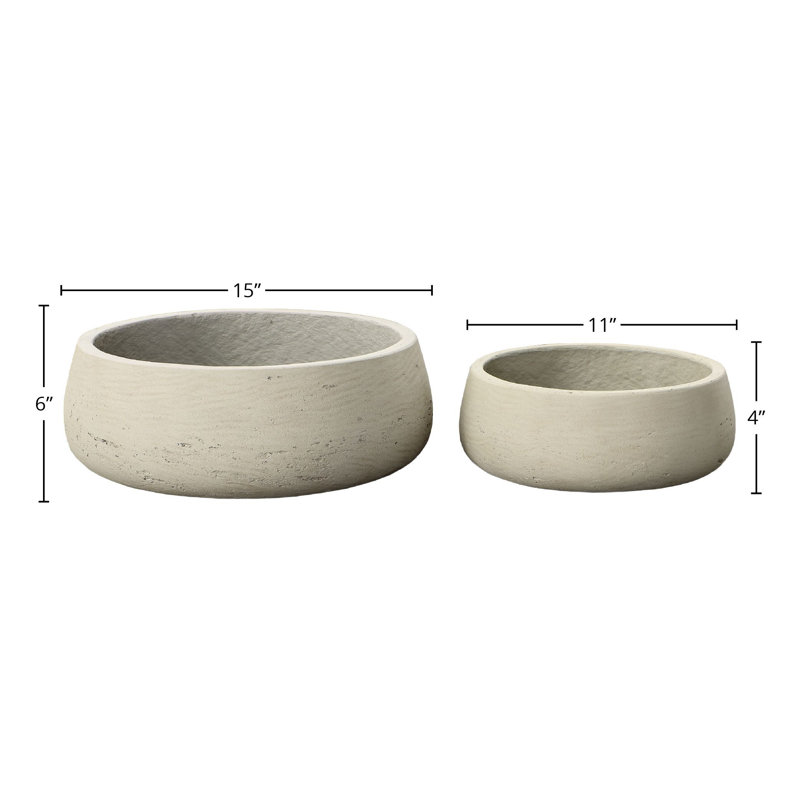Set of 2 Beige Ceramic Indoor/Outdoor Pot Planters