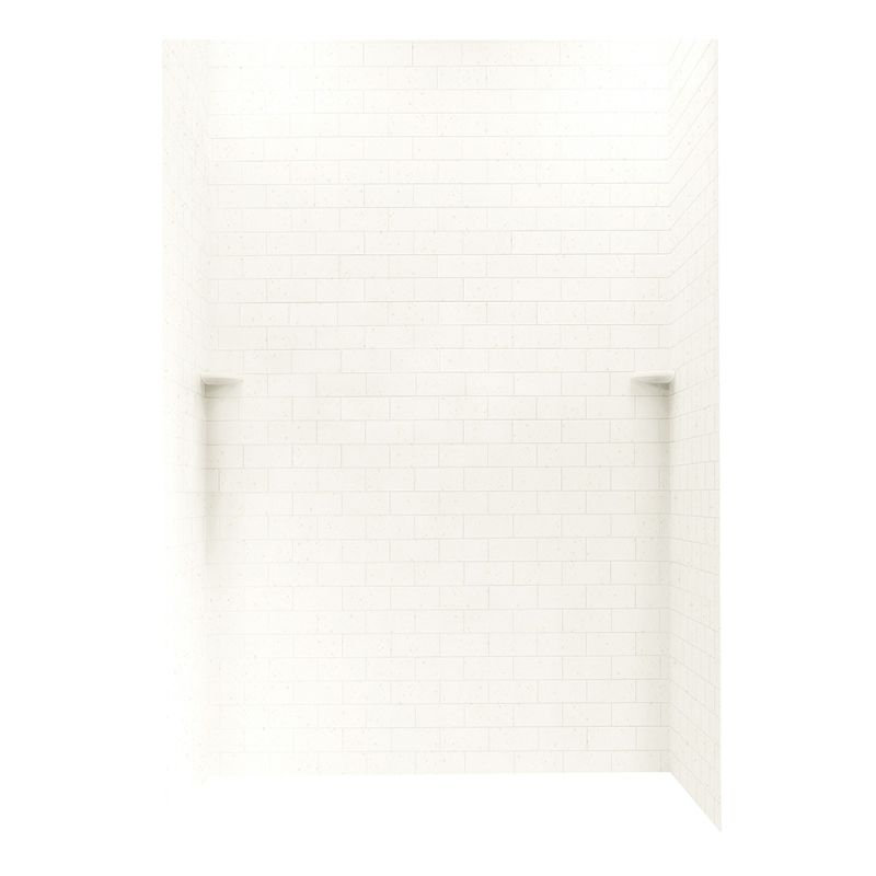 Solid Surface Three Panel Shower Wall, Baby's Breath, 72" H x 62" W x 36" D