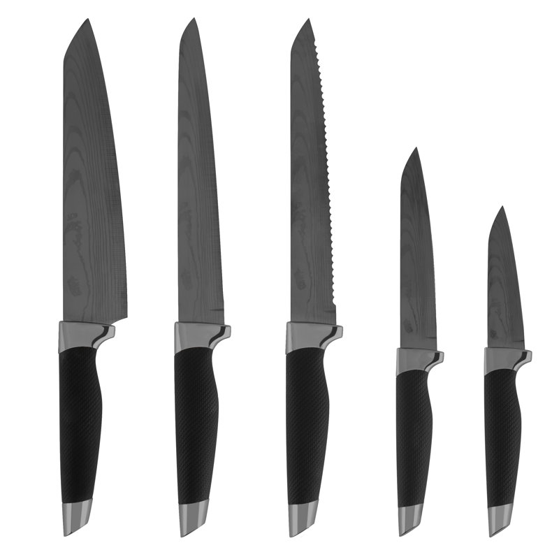 Tower Damascus 6 Piece Stainless Steel Knife Block Set