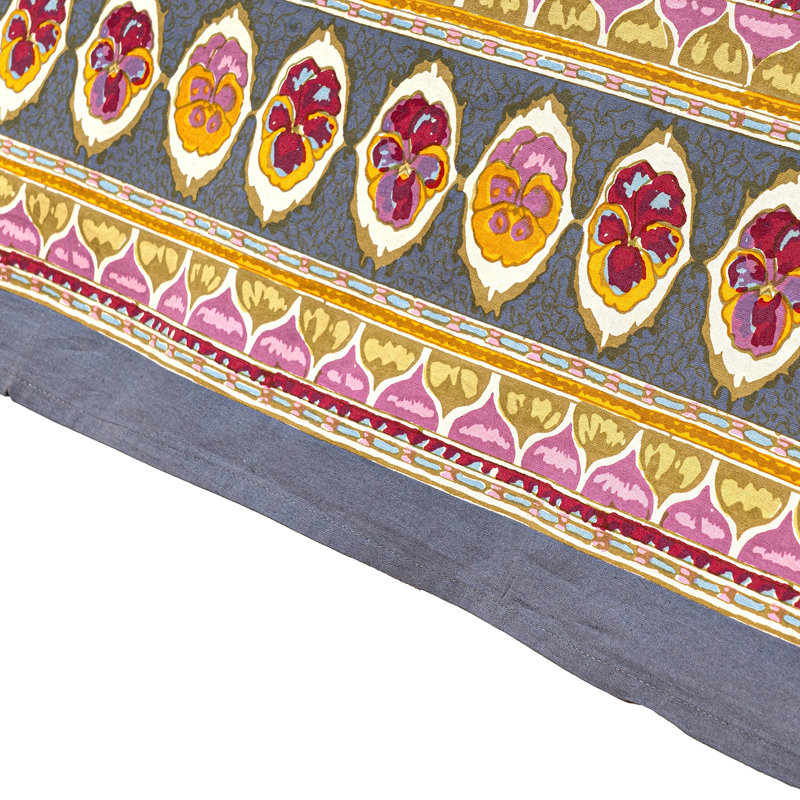 Handmade Floral Tablecloth, 90" x 90", Gray