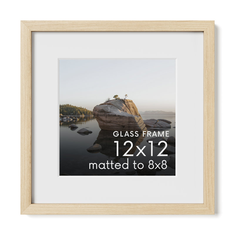 Cadre photo en bois massif avec verre, Beige, L 12 po x H 12 po