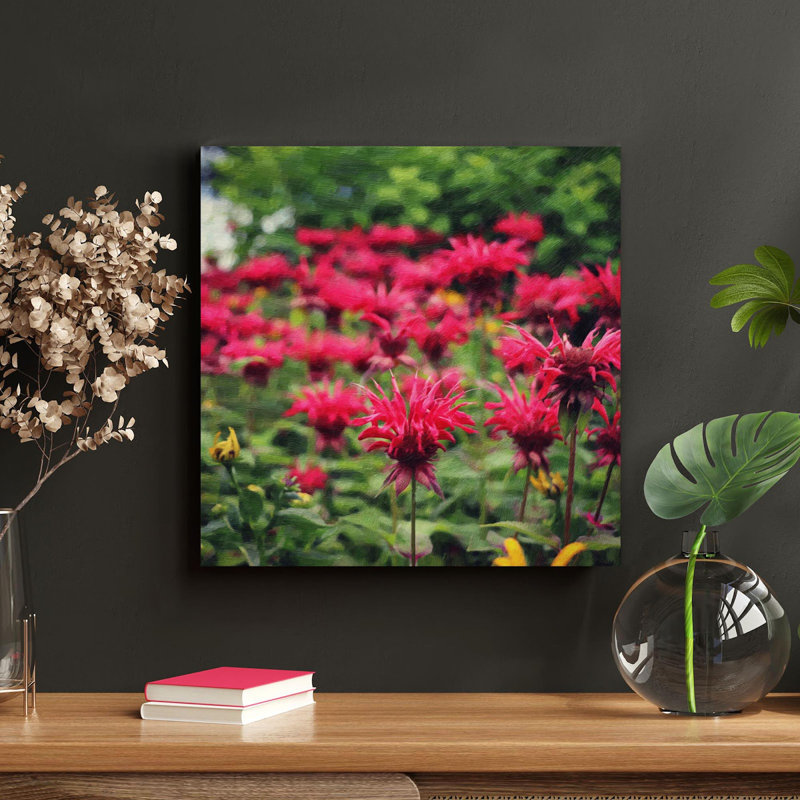 " Red Flowers In Tilt Shift Lens 1 " Painting Print, 32'' H x 32'' W