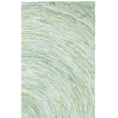 Tapis vert sauge / vert en laine touffeté à la main Moneta
