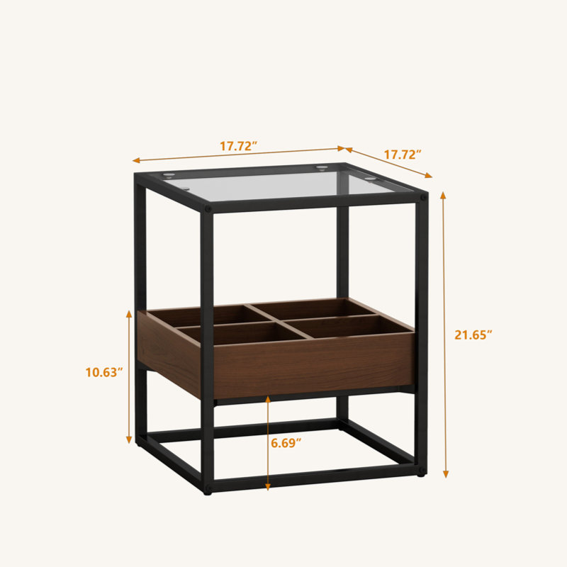Luzenia 2 Pieces Nightstand, Coffee Table, Side Table with Storage Shelf