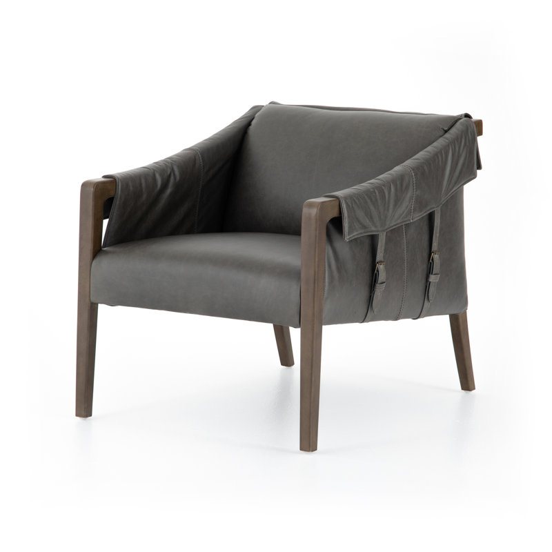 Karin 27" Wide Armchair, Brown, Dakota Warm Taupe Genuine Leather
