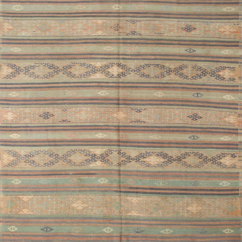 Tapis de zone brun/vert contemporain, Rectangle 2 pi x 5 pi