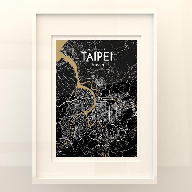 Taipei City Map In Luxe - No Frame Print, 24cm H x 18cm W x 0.05cm D