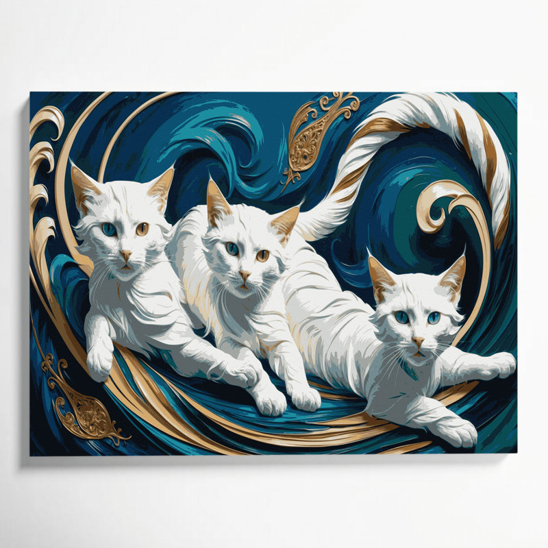 Cats Turkish Van Blue Canvas Wall Art, 12" H x 18" W