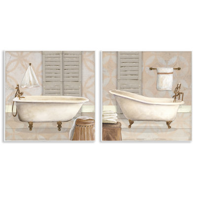 Relaxing Neutral Bath 2pc Wall Plaque Set, design by Carol Robinson