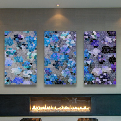 " Blue And Gray Triptych " 3 - Pieces