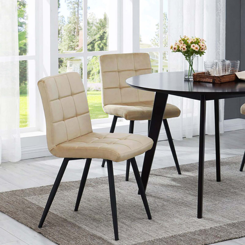 Furst 40cm Wide Modern Upholstered Chair with Velvet Button Tufting, Cream