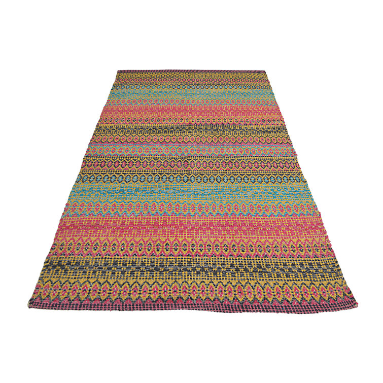 Saffron Geometric Cotton Hand Woven Area Rug
