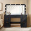Grand meuble-lavabo noir cannelé 47 po avec miroir et lumières DEL réglables-792053739