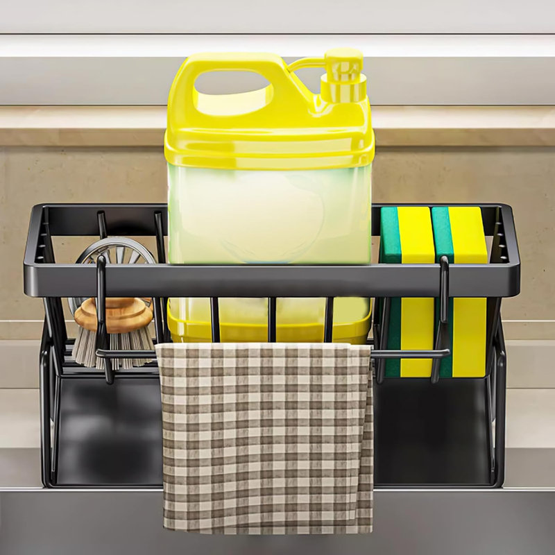 Serviteur d'évier en acier inoxydable antirouille avec plateau de vidange automatique pour comptoir de cuisine