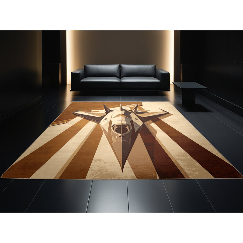 Tapis à motif géométrique moderne de couleur brun - beige, 2 x 5