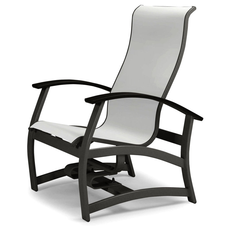 Askar Powder Coated Aluminum Outdoor Lounge Chair, White 6D Sunbrella®, Black P70, Textured Graphite