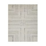 Symmetria Rug: Naturalist Hand Tufted Rug in Ivory/Light Gray