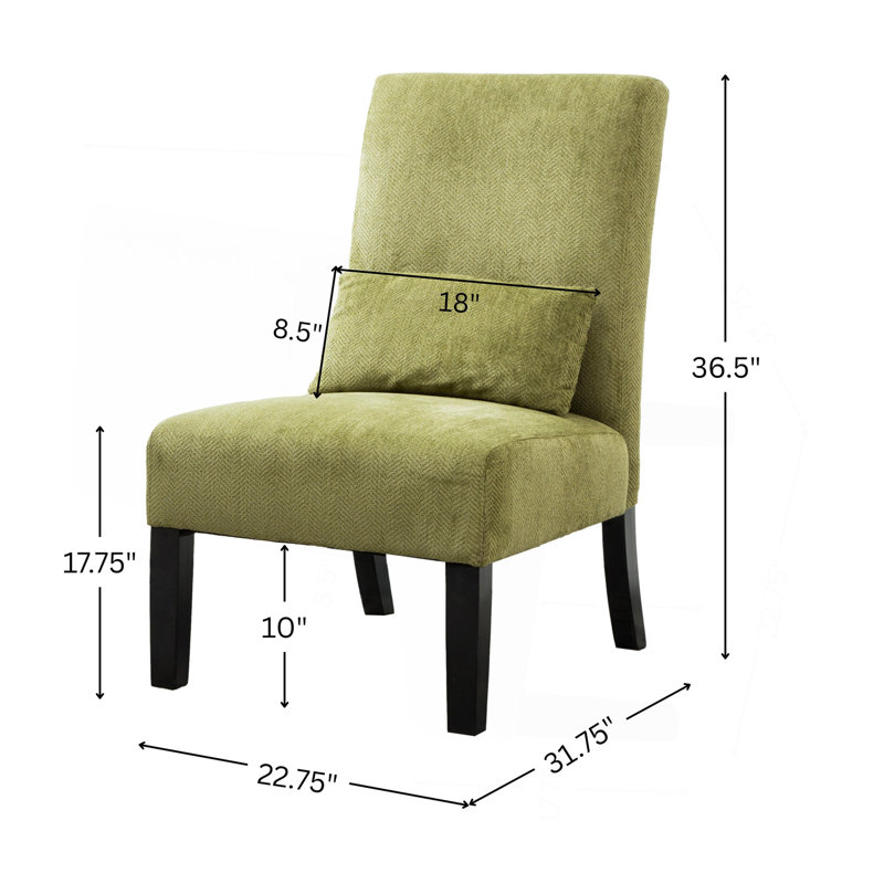 Fauteuil d'appoint contemporain sans accoudoirs en tissu chenille bleu sarcelle, Teal Blue