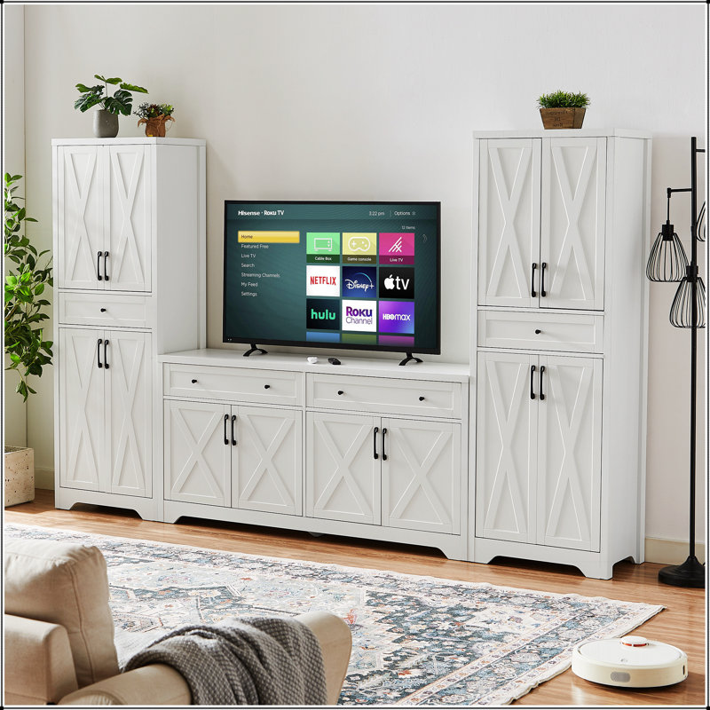 Meuble télé multifonctionnel avec rangement de grande capacité pour différentes pièces, L 23,7 po x l 15,0 po x H 68 po