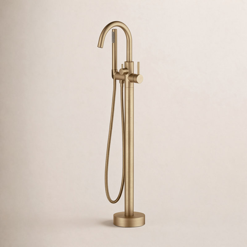 Robinet de baignoire circulaire à poignée simple, Laiton brossé