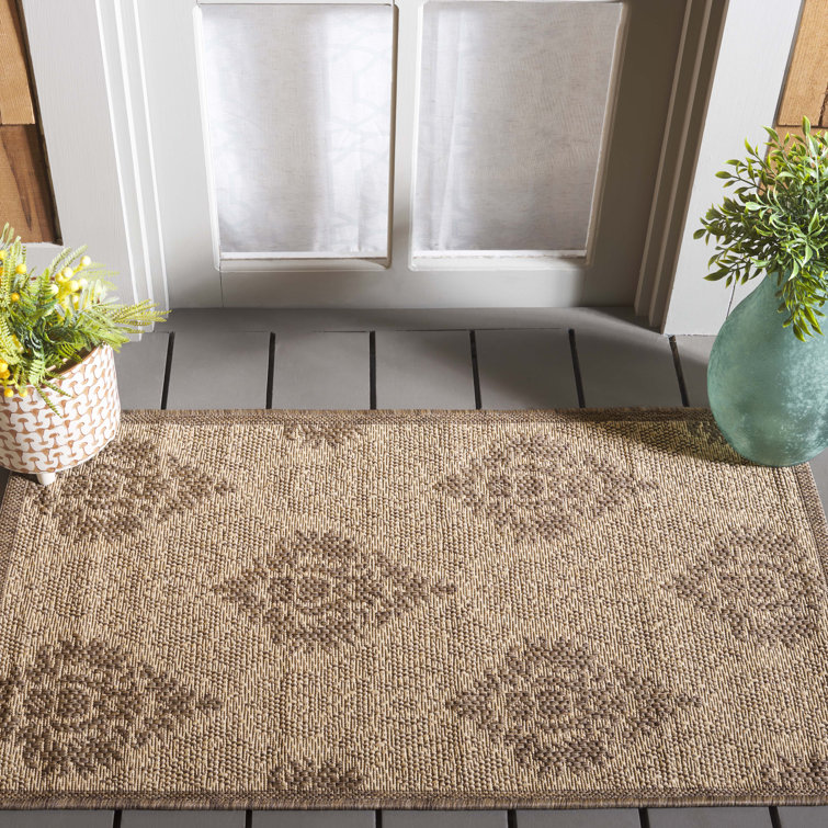 Wade Logan® Arneshia Damask Natural/Brown Indoor / Outdoor Area Rug ...