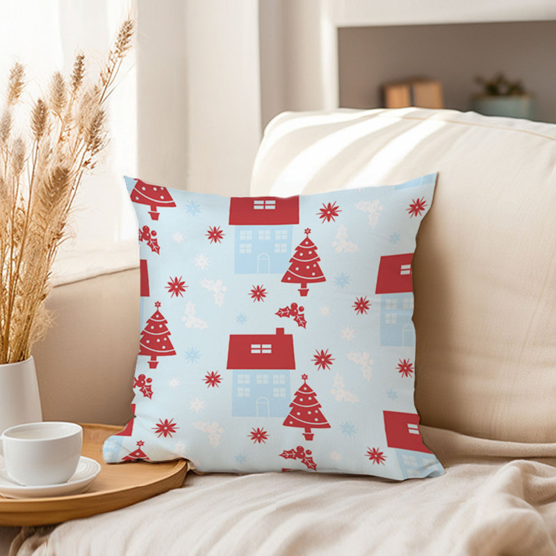 Holiday Christmas House Pattern II Modern, 16"H x 16"W