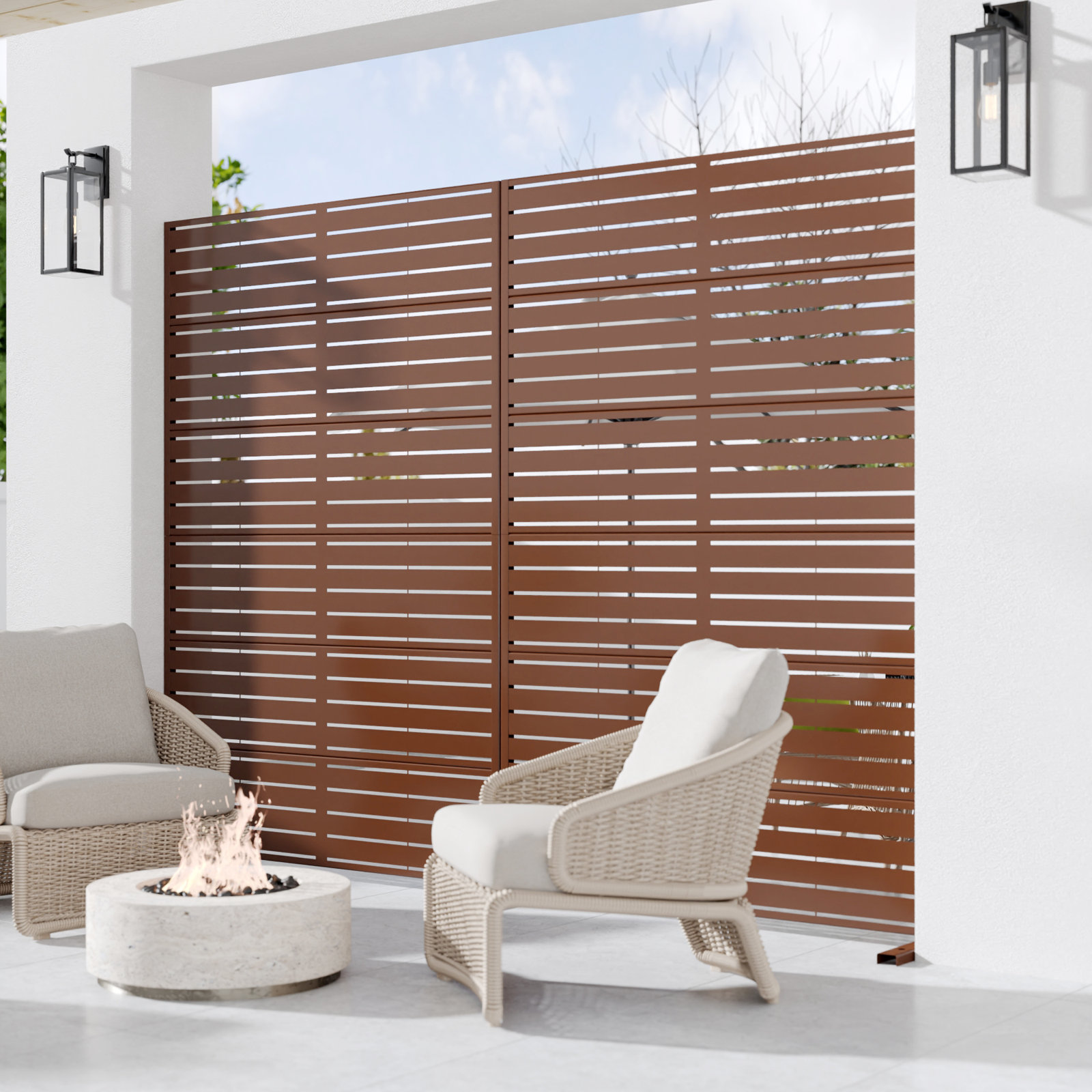 6 ft. H x 4 ft. W Metal Privacy Screen, Brown
